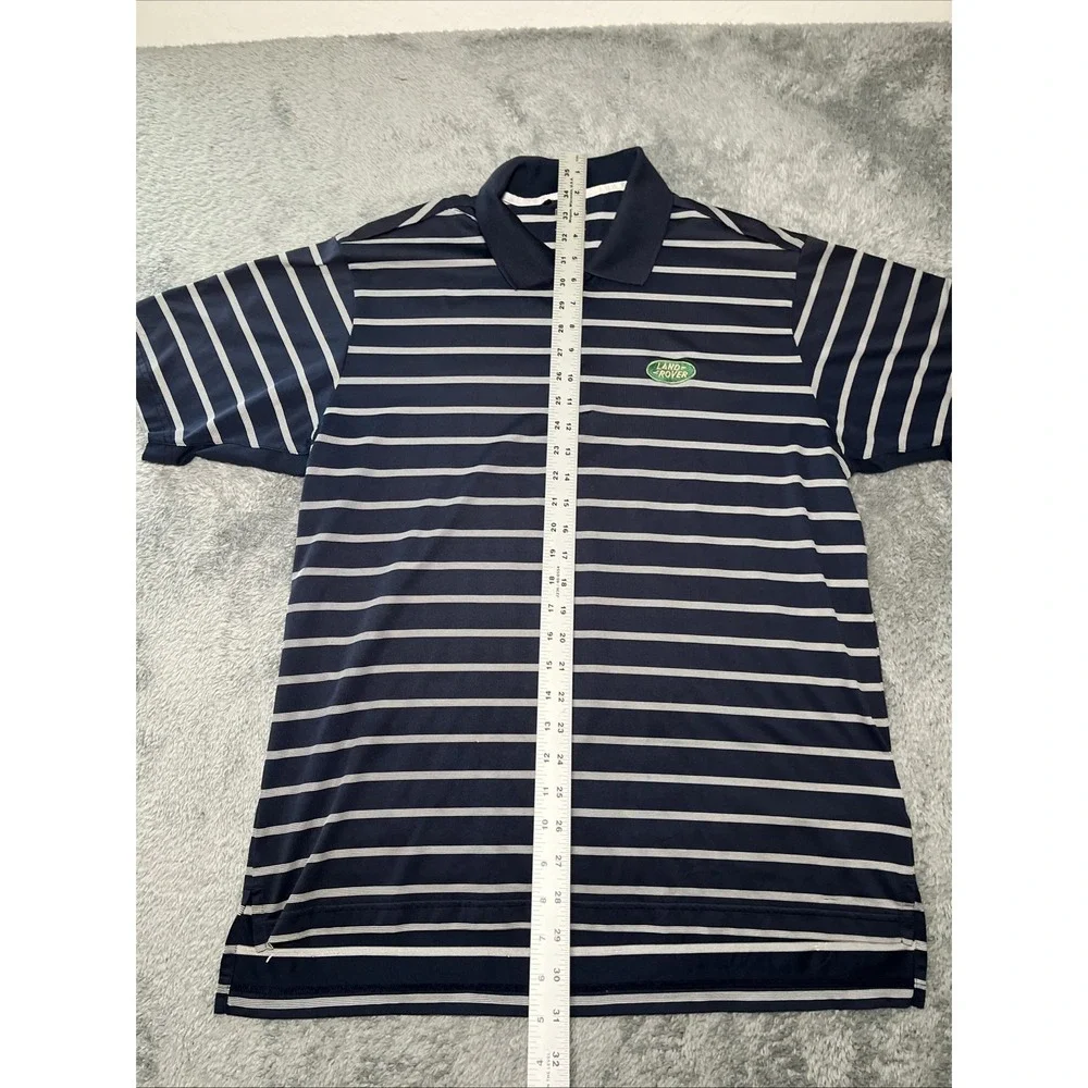 Adidas Clinacool Men's Polo Short Sleeve Shirt Blue/White Striped Landrover SZ M